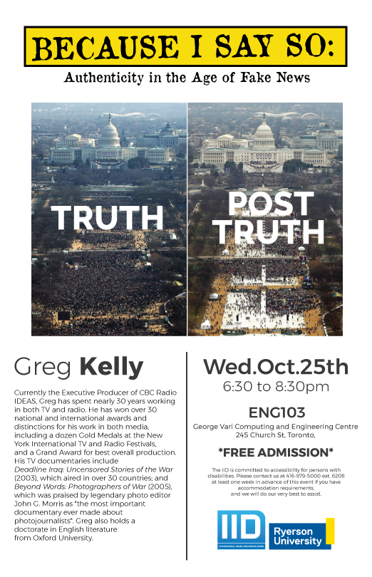 Because I Say So: Authenticity in the Age of Fake News – Wednesday, October 25, 2017