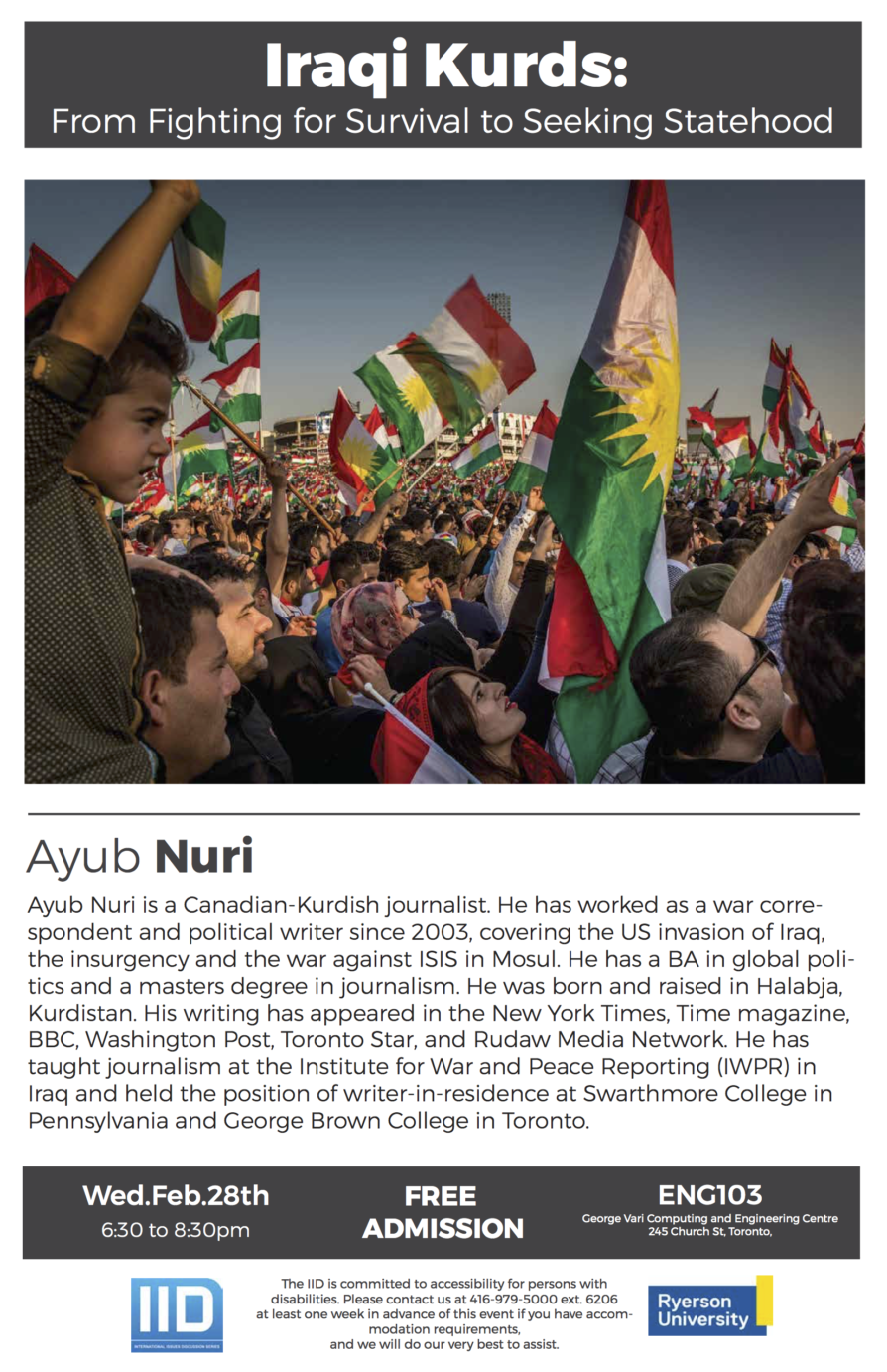 Iraqi Kurds: From Fighting for Survival to Seeking Statehood – Wednesday, February 28, 2018